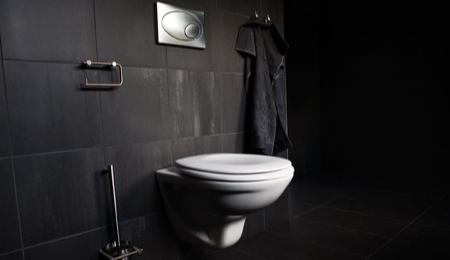 WC suspendu dans la maison bois Nexthouse